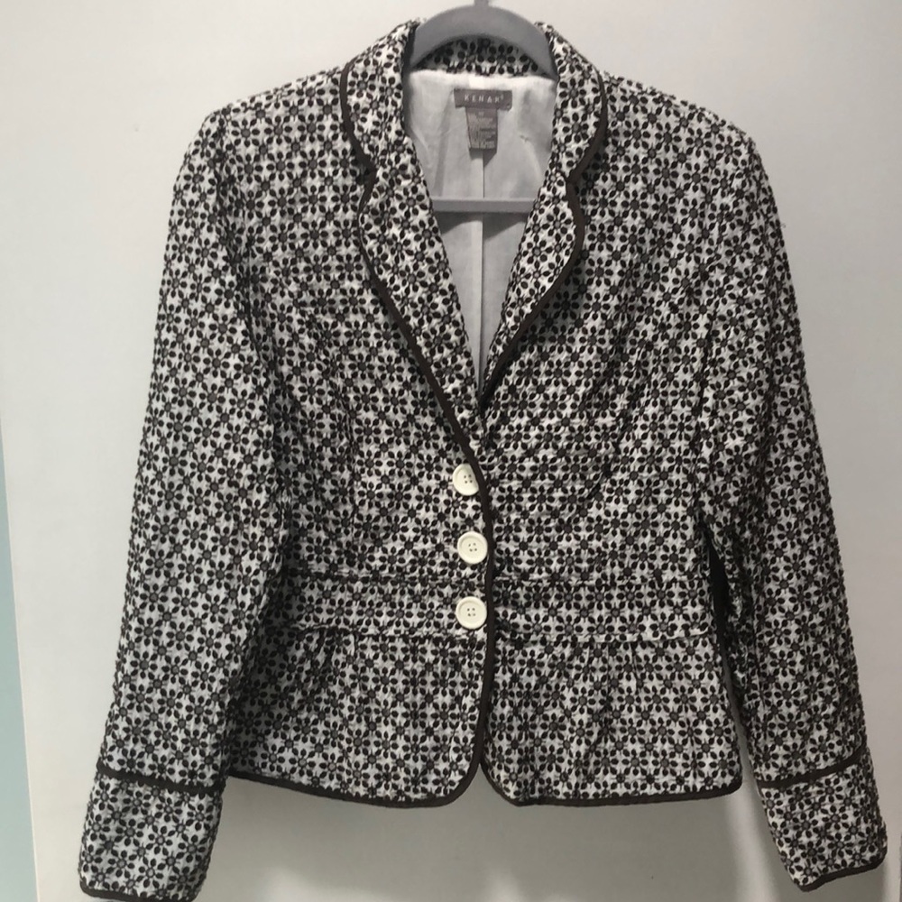 Brown & White Eyelet Blazer